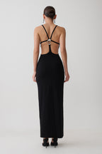 Julian Crepe Strapped Back Maxi Dress in Black – Chic&Drifts