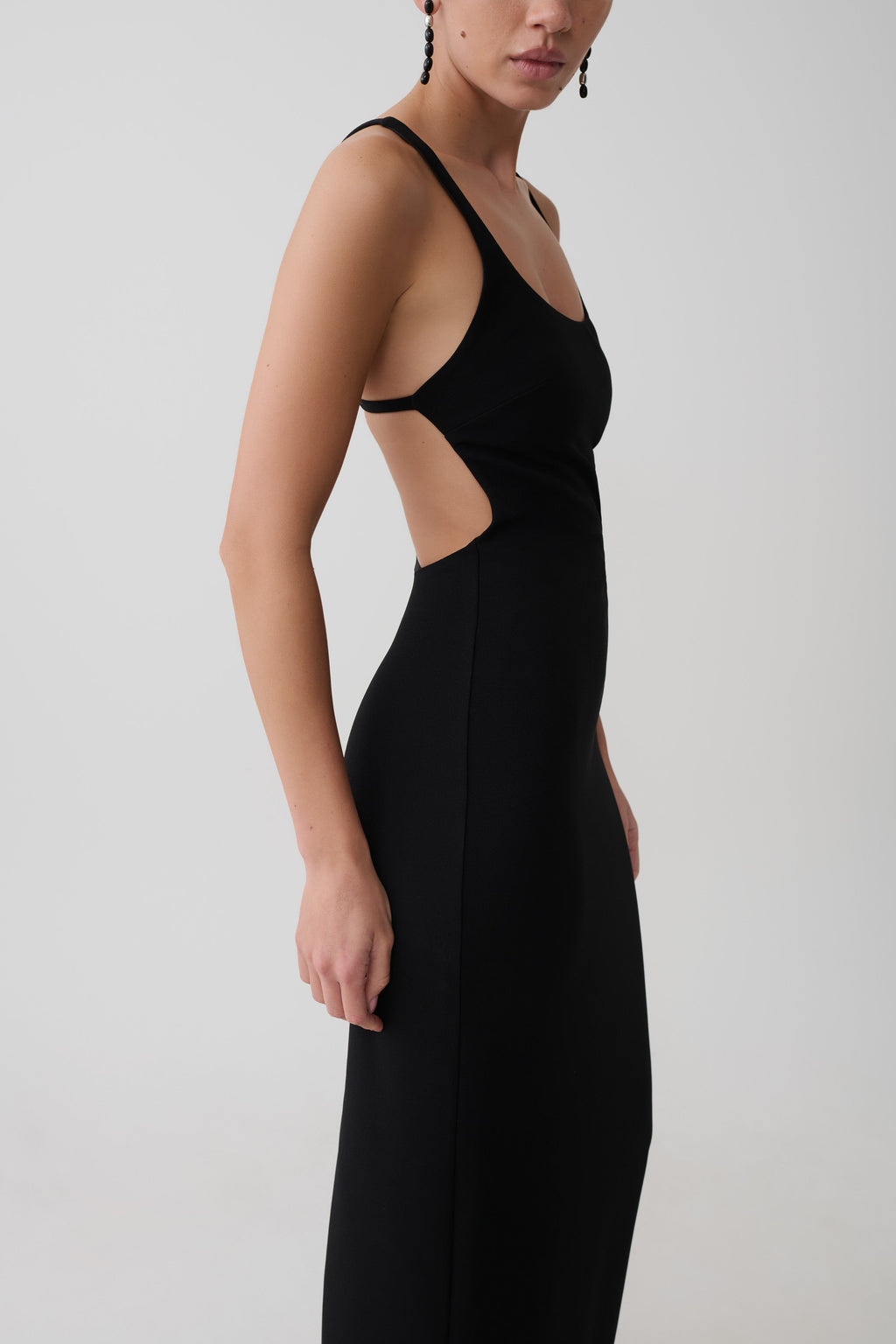 Julian Crepe Strapped Back Maxi Dress in Black – Chic&Drifts