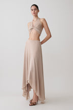 Nola Draped Lurex Halter Top in Gold – Chic&Drifts