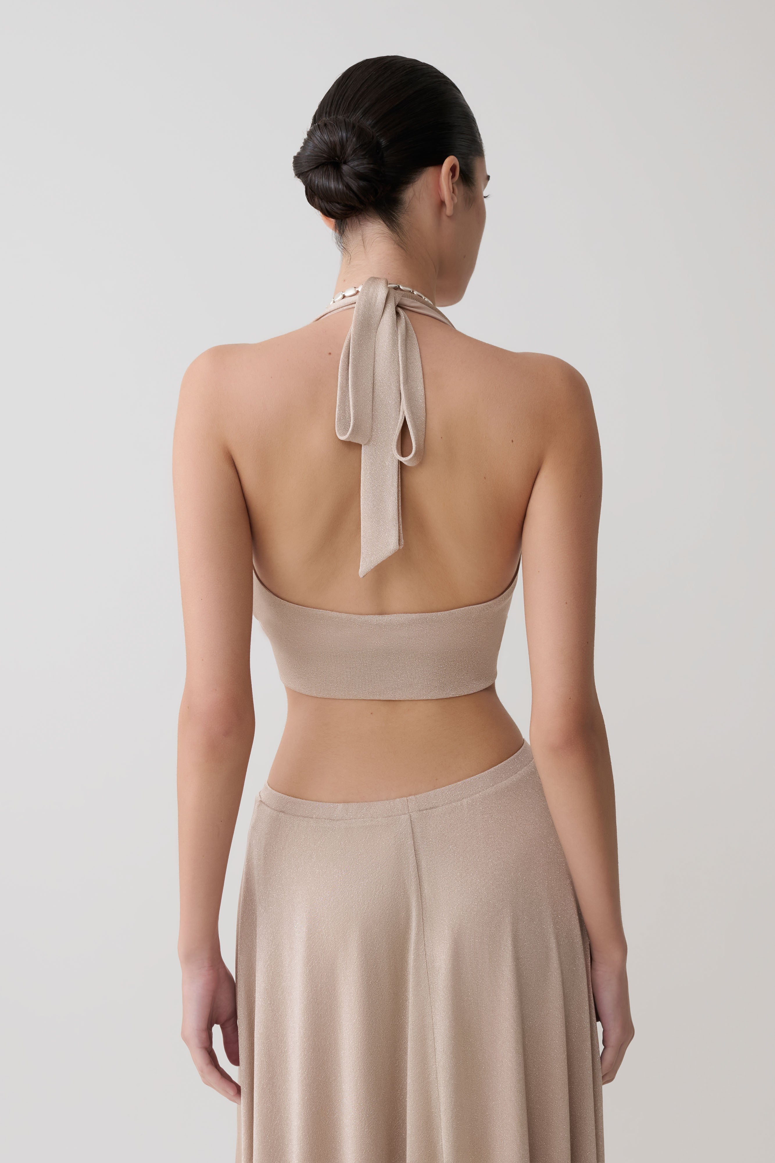 Nola Draped Lurex Halter Top in Gold – Chic&Drifts