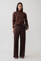 Stanley Ribbed High Neck Jumper in Chocolate – Chic&Drifts
