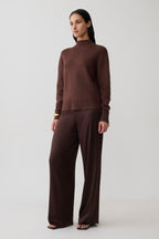 Stanley Ribbed High Neck Jumper in Chocolate – Chic&Drifts