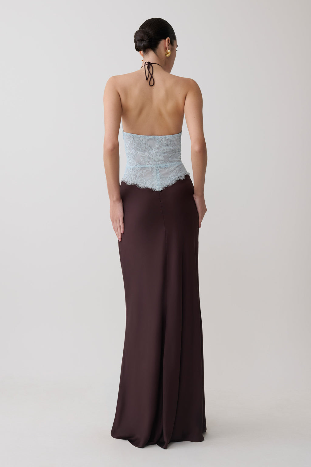 Sascha Lace And Satin Halter Maxi Dress