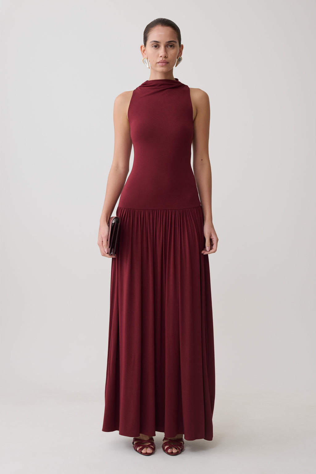 Zsela High Neck Modal Maxi Dress in Wine – Chic&Drifts