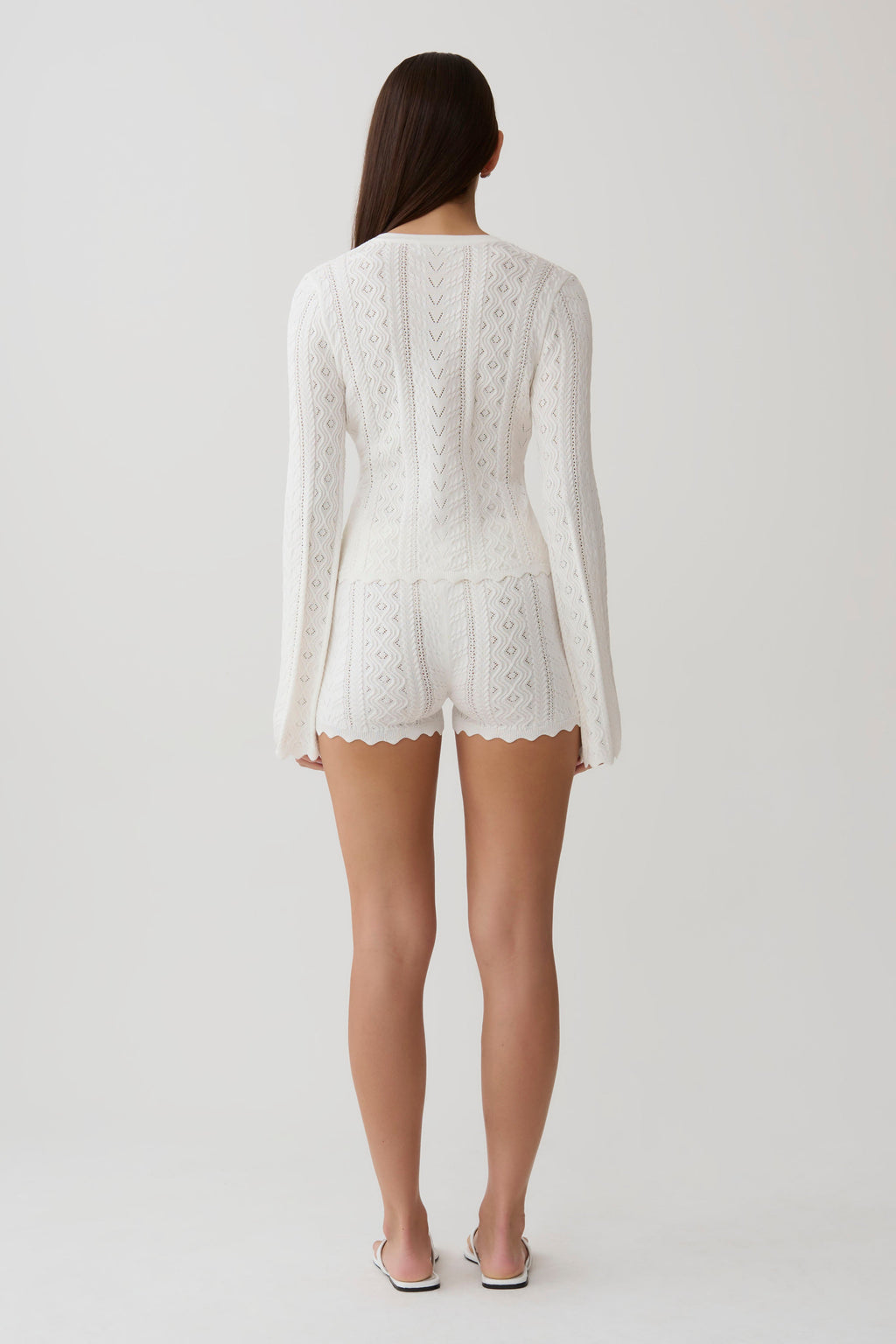 Darlene Pointelle Knit Shorts in White – Chic&Drifts