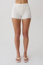 Darlene Pointelle Knit Shorts in White – Chic&Drifts