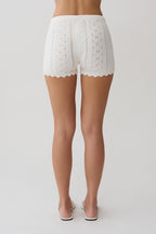 Darlene Pointelle Knit Shorts in White – Chic&Drifts