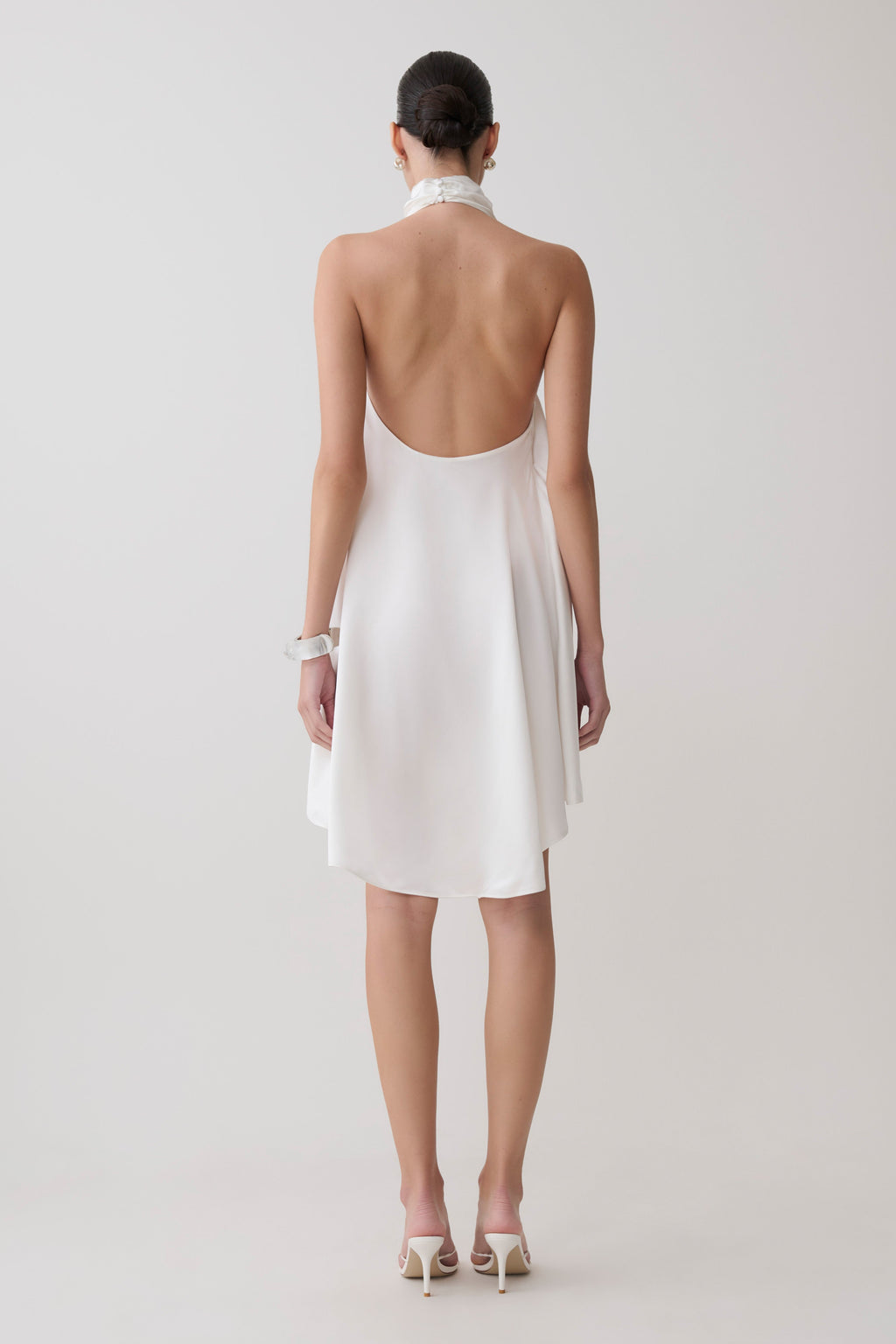 Sydney Asymmetrical Satin Halter Mini Dress