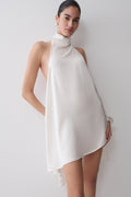 Sydney Asymmetrical Satin Halter Mini Dress