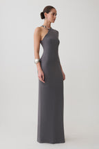 Oden Slinky Maxi Dress With Hardware in Grey – Chic&Drifts