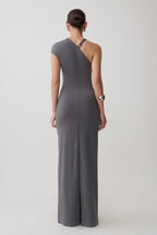 Oden Slinky Maxi Dress With Hardware in Grey – Chic&Drifts