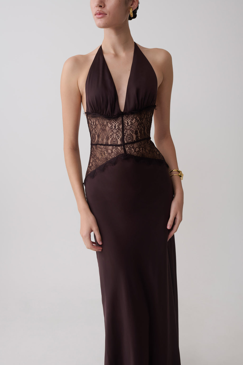 Dinah Lace And Satin Maxi Dress