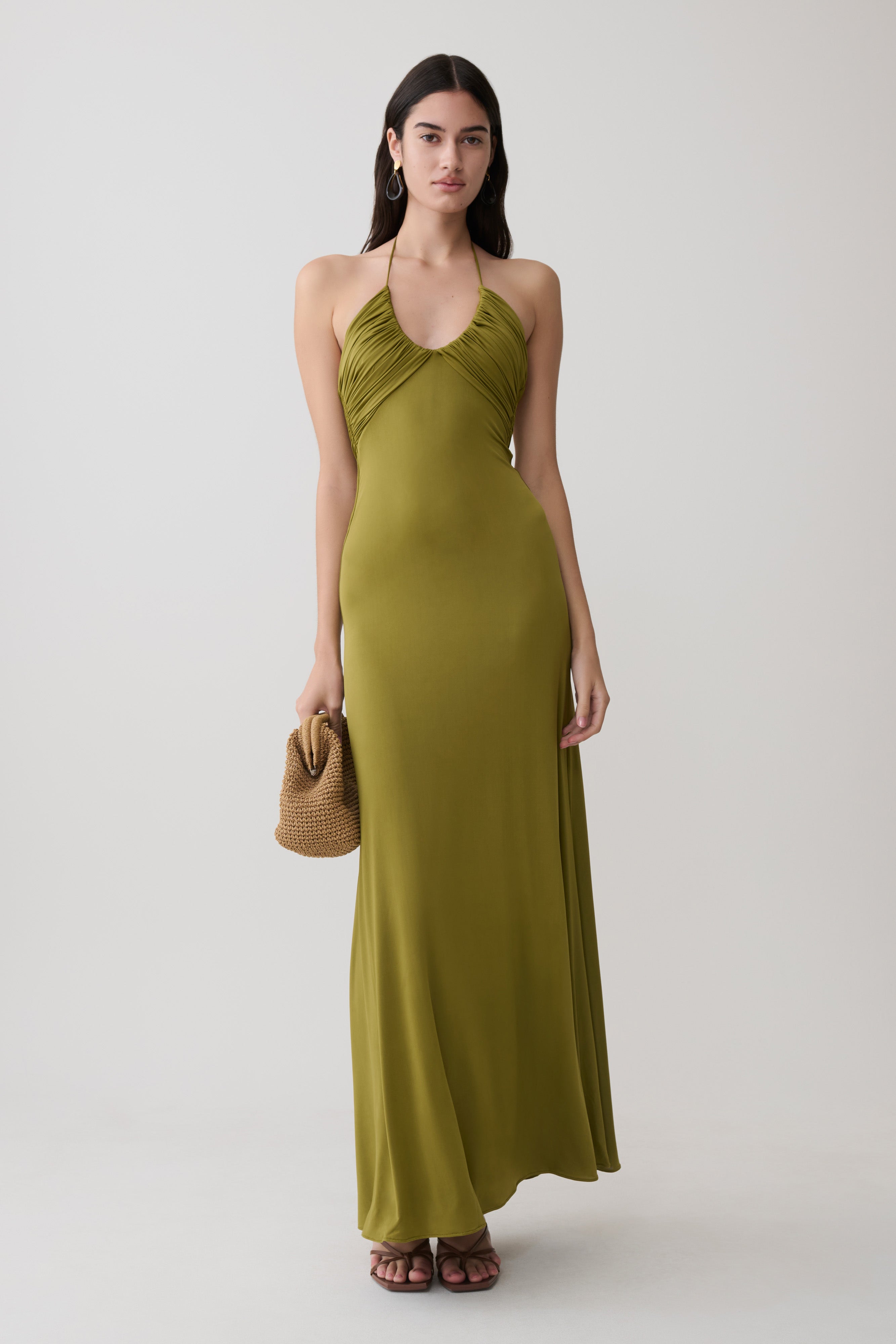 Maely Gathered Slinky Maxi Dress