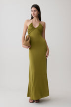 Maely Gathered Slinky Maxi Dress in Lemon – Chic&Drifts