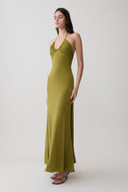 Maely Gathered Slinky Maxi Dress in Lemon – Chic&Drifts
