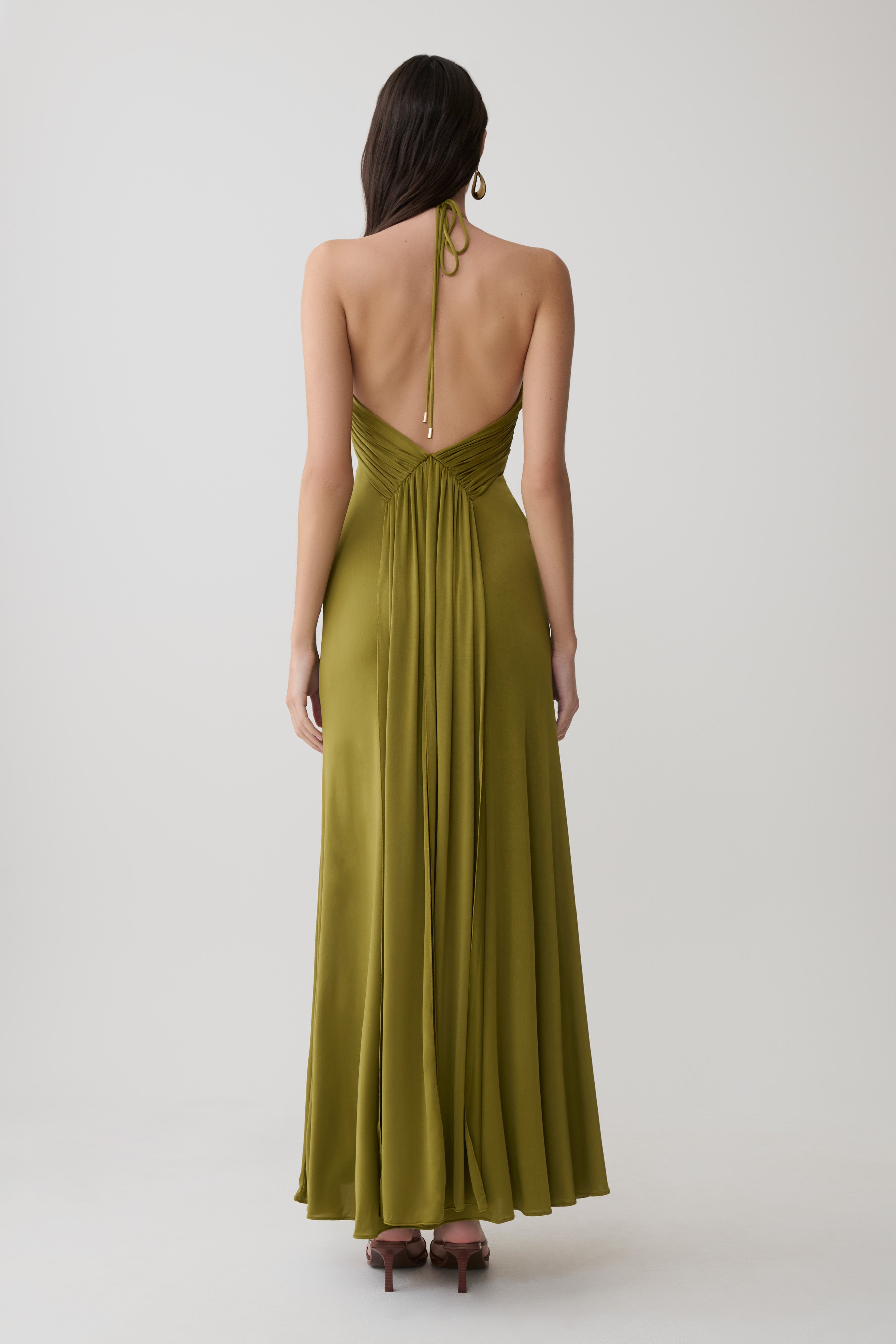 Maely Gathered Slinky Maxi Dress
