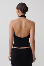 Maki Viscose Sleeveless Halter Top in Black – Chic&Drifts
