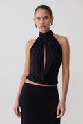 Maki Viscose Sleeveless Halter Top in Black – Chic&Drifts