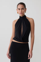 Maki Viscose Sleeveless Halter Top in Black – Chic&Drifts