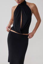 Maki Viscose Sleeveless Halter Top in Black – Chic&Drifts