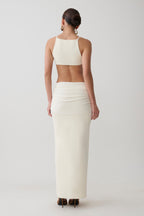 Nathaelie Sleeveless Maxi Dress in White – Chic&Drifts