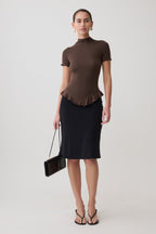 Nira Short Sleeve Ruffle Top in Dark Chocolate – Chic&Drifts