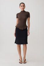 Nira Short Sleeve Ruffle Top in Dark Chocolate – Chic&Drifts