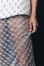 Zuri Hand Beaded Embellished Maxi Skirt in Silver – Chic&Drifts