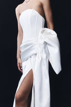Galia Satin Corset Gown in White – Chic&Drifts