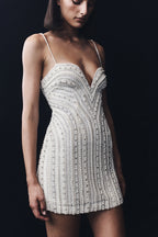 Naveena Embellished Mini Dress in Silver – Chic&Drifts