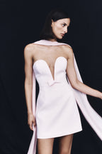 Orellia Strapless Suiting Mini Dress in Soft Pink – Chic&Drifts