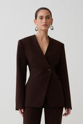 Darcie Drop Shoulder Suiting Blazer in Dark Chocolate – Chic&Drifts