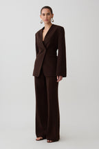 Darcie Drop Shoulder Suiting Blazer in Dark Chocolate – Chic&Drifts