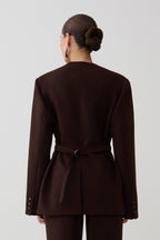 Darcie Drop Shoulder Suiting Blazer in Dark Chocolate – Chic&Drifts