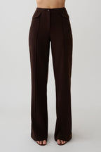 Darcie Fit And Flare Suiting Pants in Dark Chocolate – Chic&Drifts