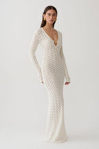 Jamaya Crochet Knit Maxi Dress in Ivory – Chic&Drifts