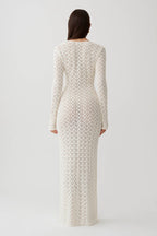 Jamaya Crochet Knit Maxi Dress in Ivory – Chic&Drifts