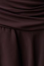 Poppy Satin Halter Mini Dress in Chocolate – Chic&Drifts