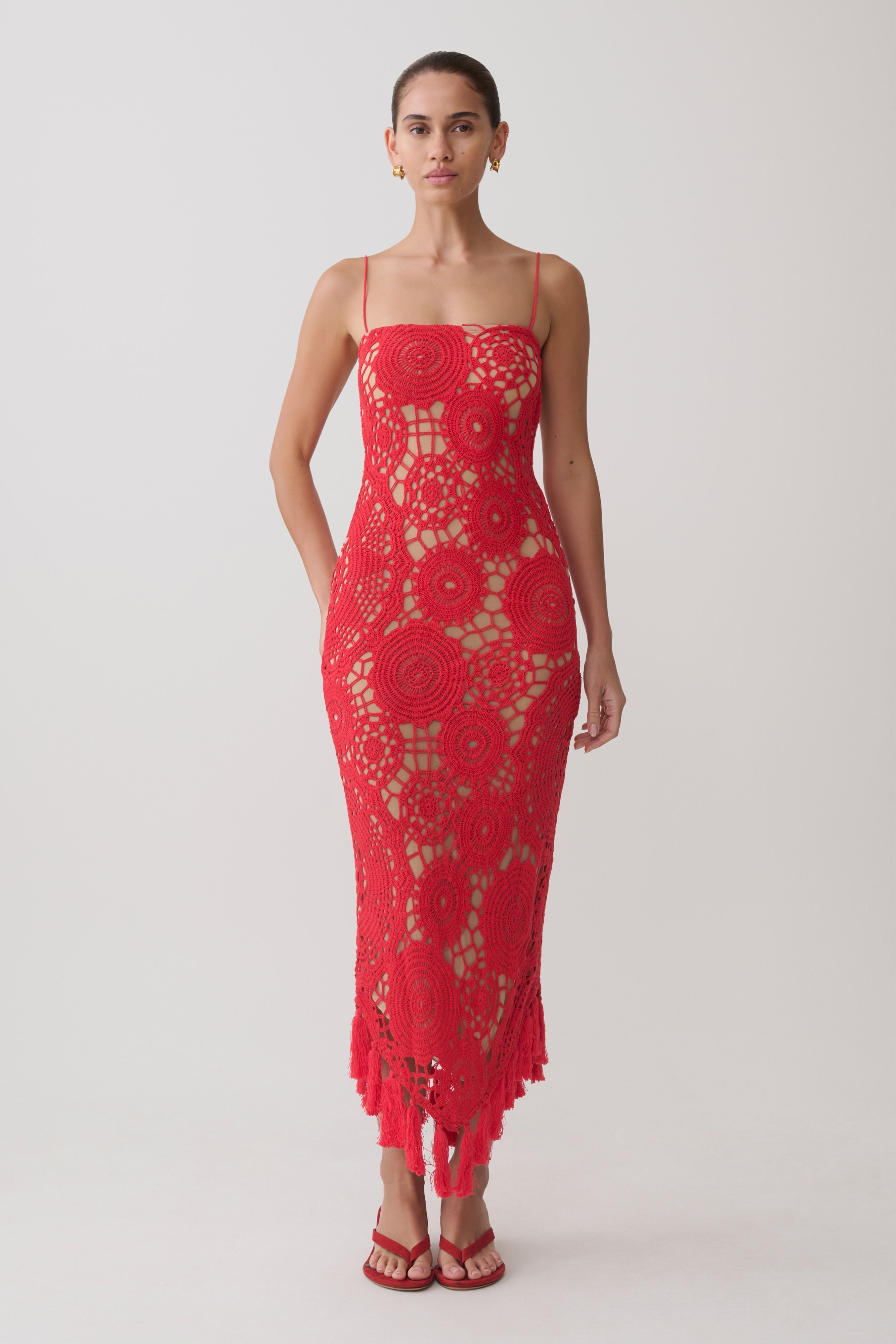 Delta Crochet Halter Midi Dress