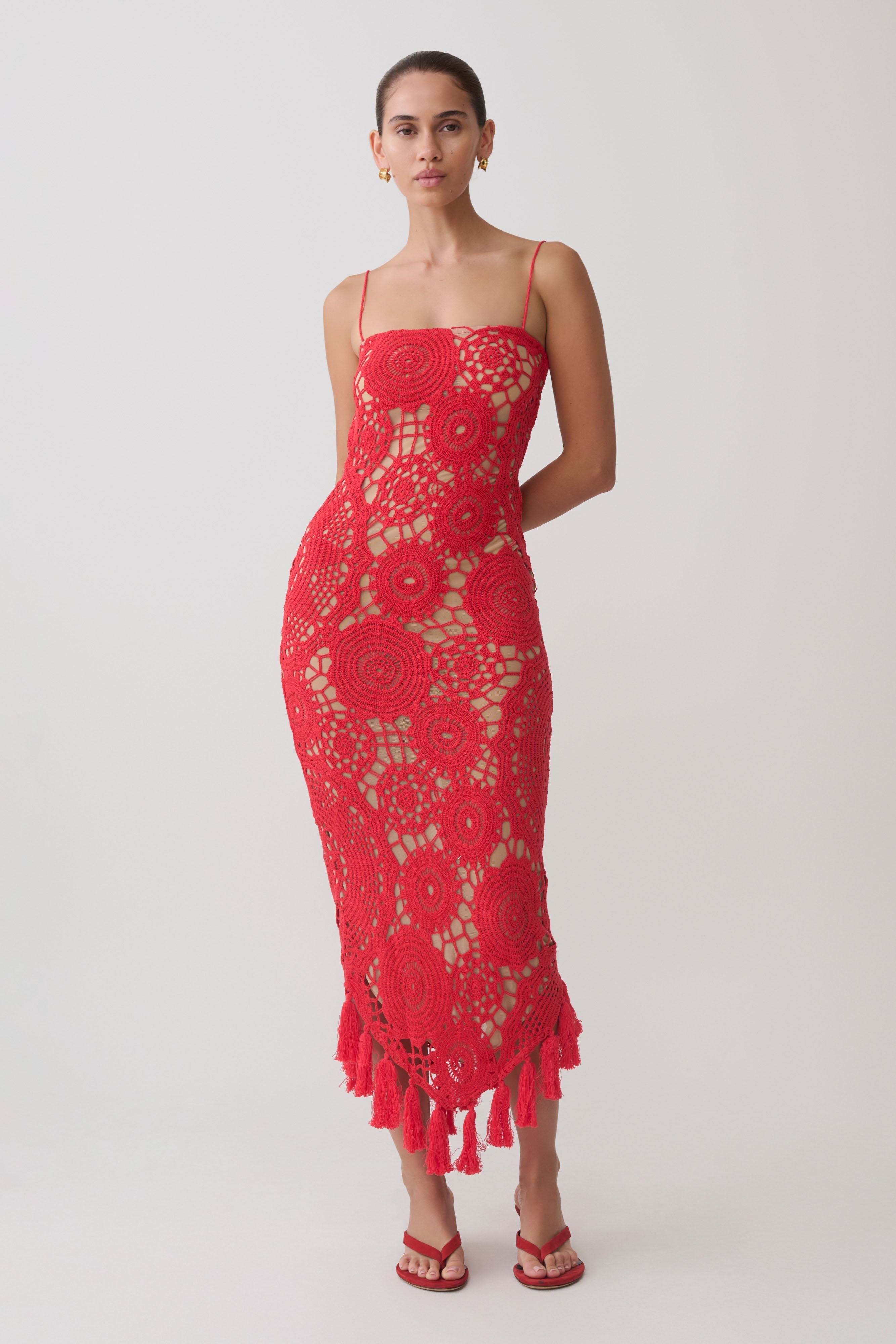 Delta Crochet Halter Midi Dress