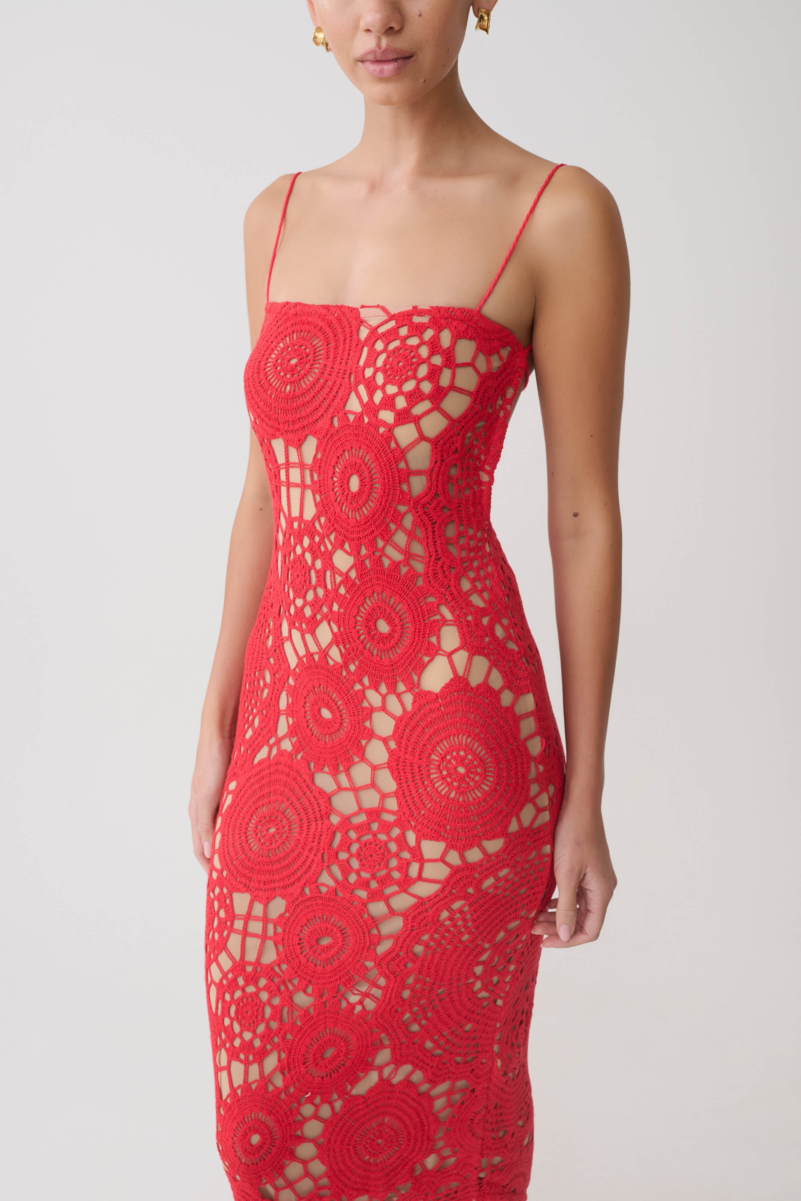 Delta Crochet Halter Midi Dress