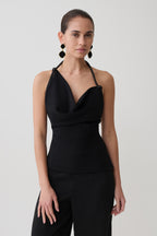 Gracie Halter Neck Asymmetrical Top in Black – Chic&Drifts