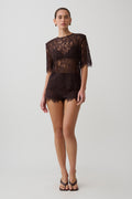 Gigi Lace Mini Shorts in Dark Chocolate – Chic&Drifts