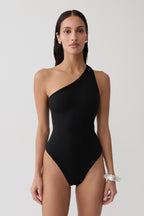 Kuru Asymmetric Back Ponte Bodysuit in Black – Chic&Drifts