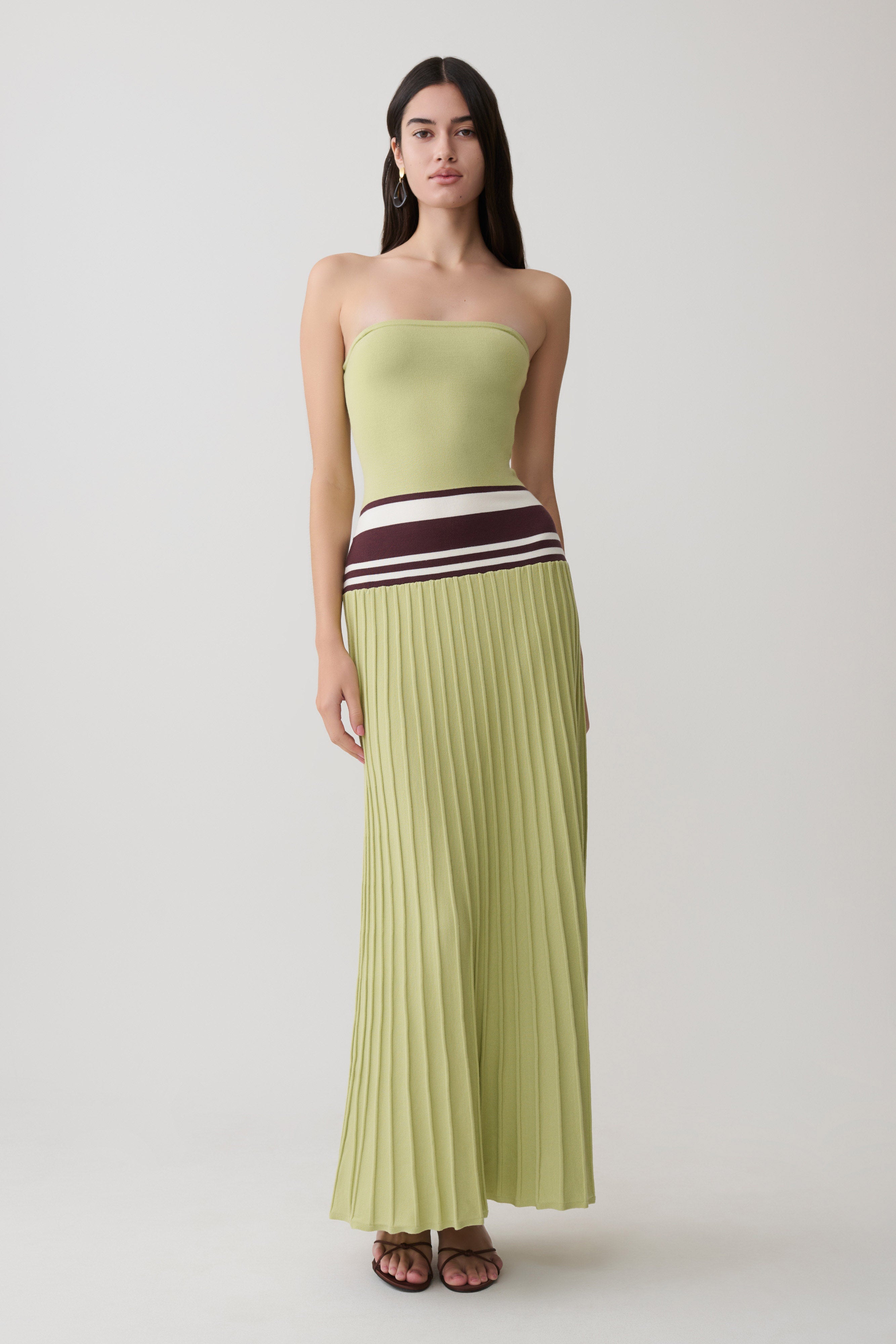 Solaris Strapless Contrast Knit Maxi Dress
