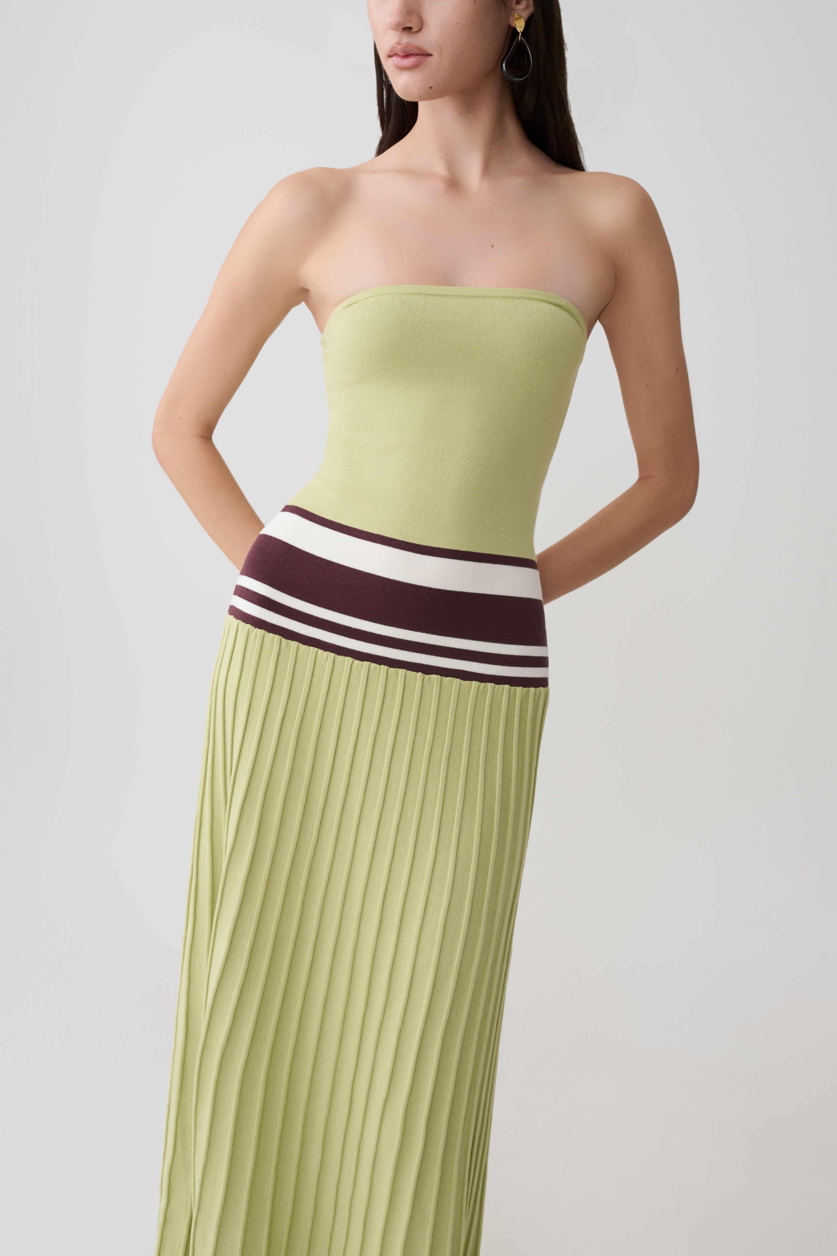 Solaris Strapless Contrast Knit Maxi Dress