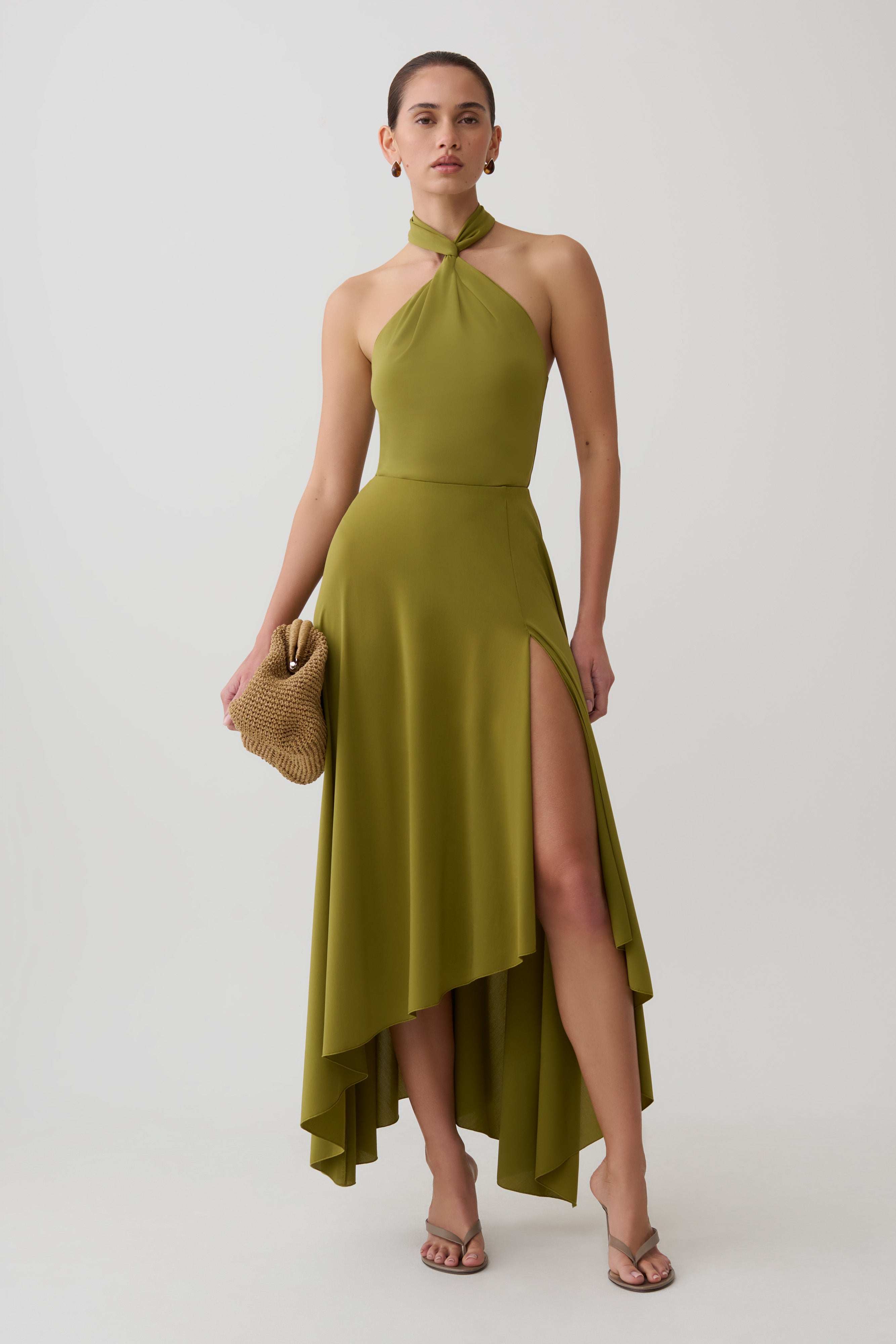 Bambi Dry Jersey Maxi Skirt in Martini Olive – Chic&Drifts