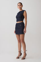 Loraine Sleeveless Denim Top in Indigo Pinstripe – Chic&Drifts