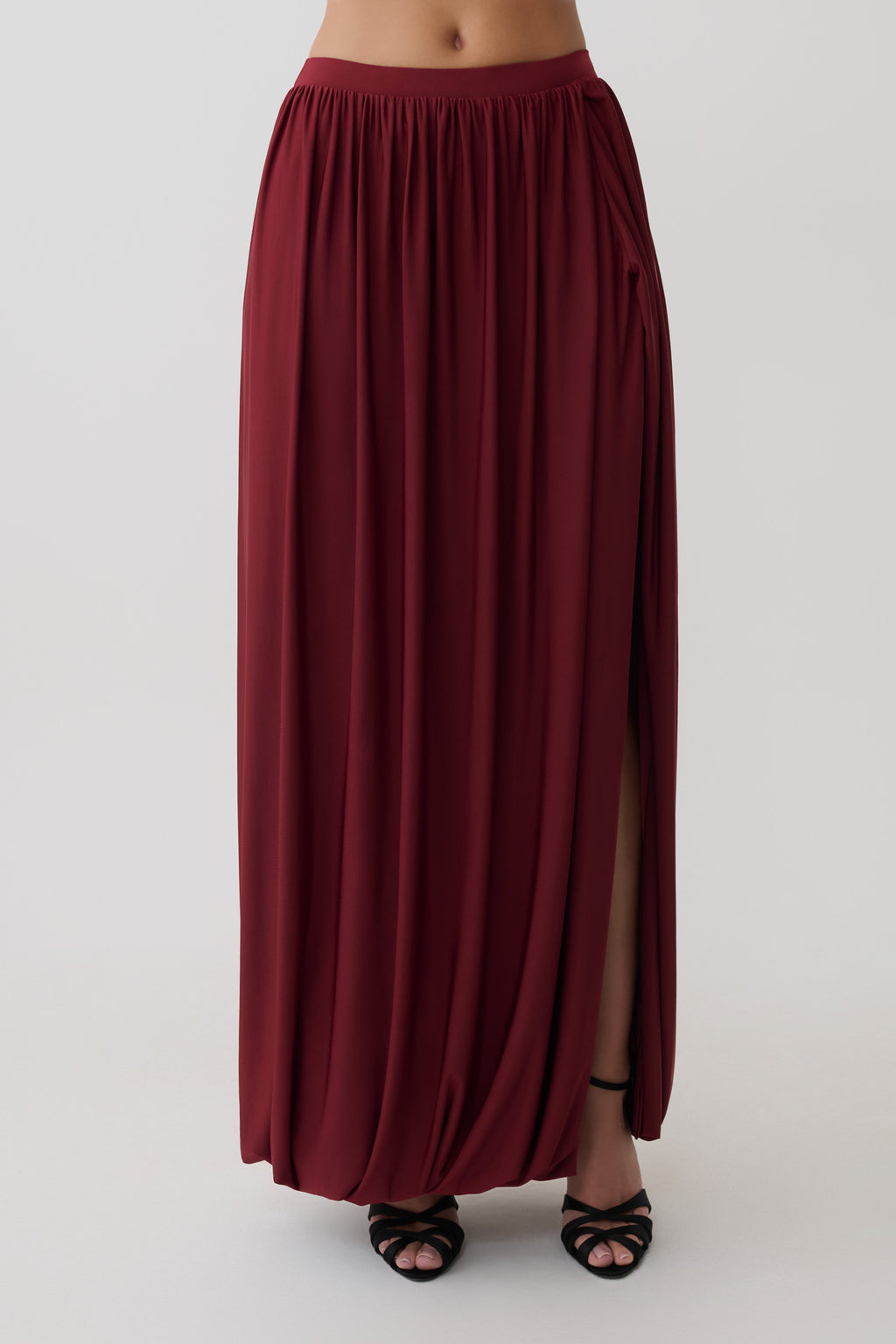 Banks Bubble Hem Midi Skirt in Wine – Chic&Drifts