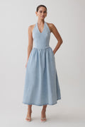 Miller Denim Halter Midi Dress